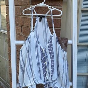 Forever 21 Blue & White Sleevless Cropped Top - Size Small